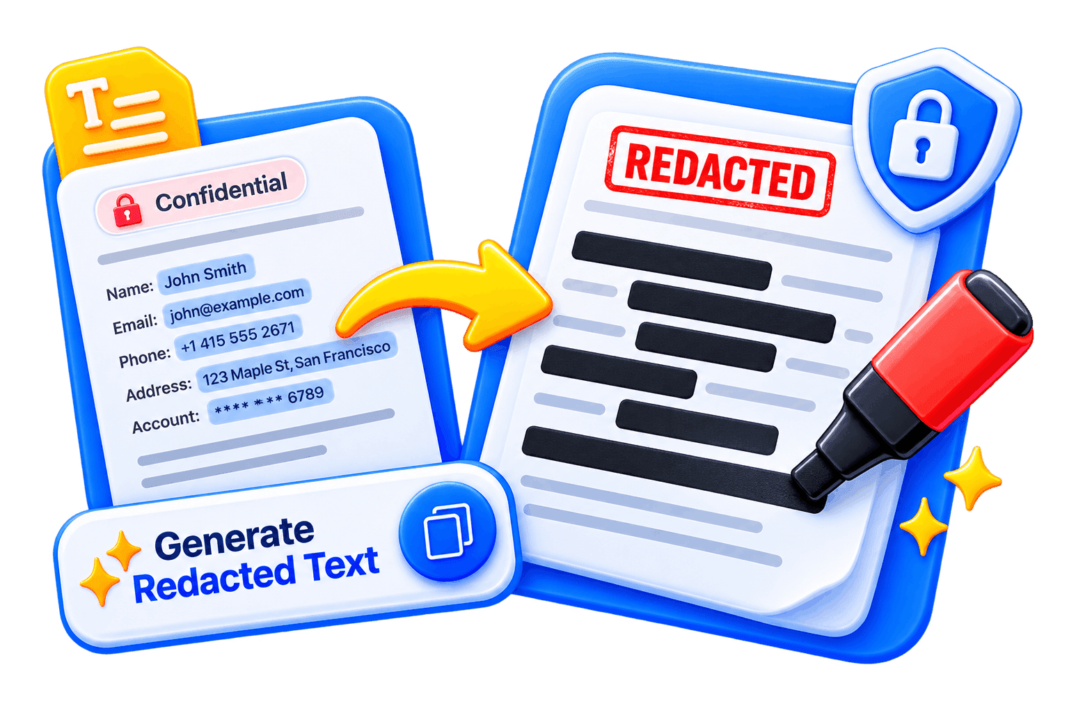 Piknova Redacted Text Generator preview